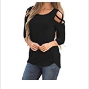 CUCUHAM Women Short Sleeve Strap Cold Shoulder Top